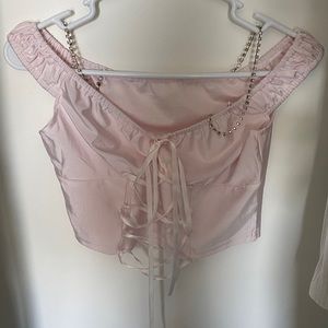 cute rhinestone strapped crop top